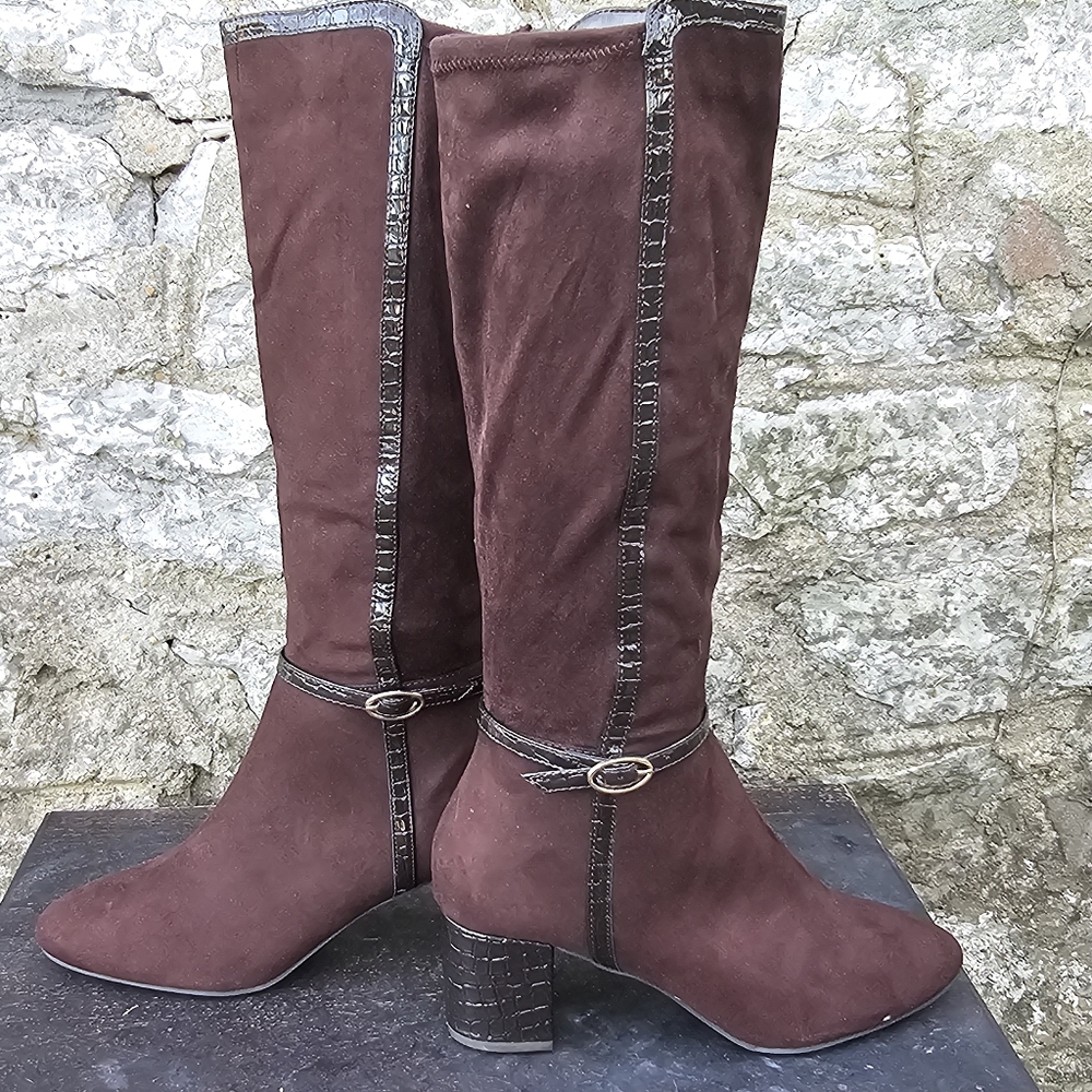 Women's Size 10 Elegant Maroon Brown Knee-High Boots‎ Karen Scott - Picture 7 of 11